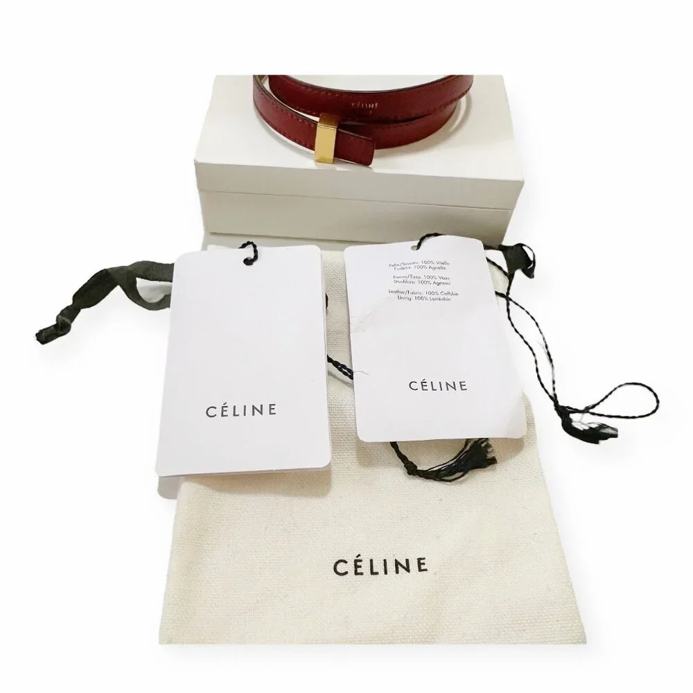 CÉLINE Triple Tour Wrap Leather Bracelet Burgundy Gold Phoebe Philo Era L NIB - Picture 13 of 14